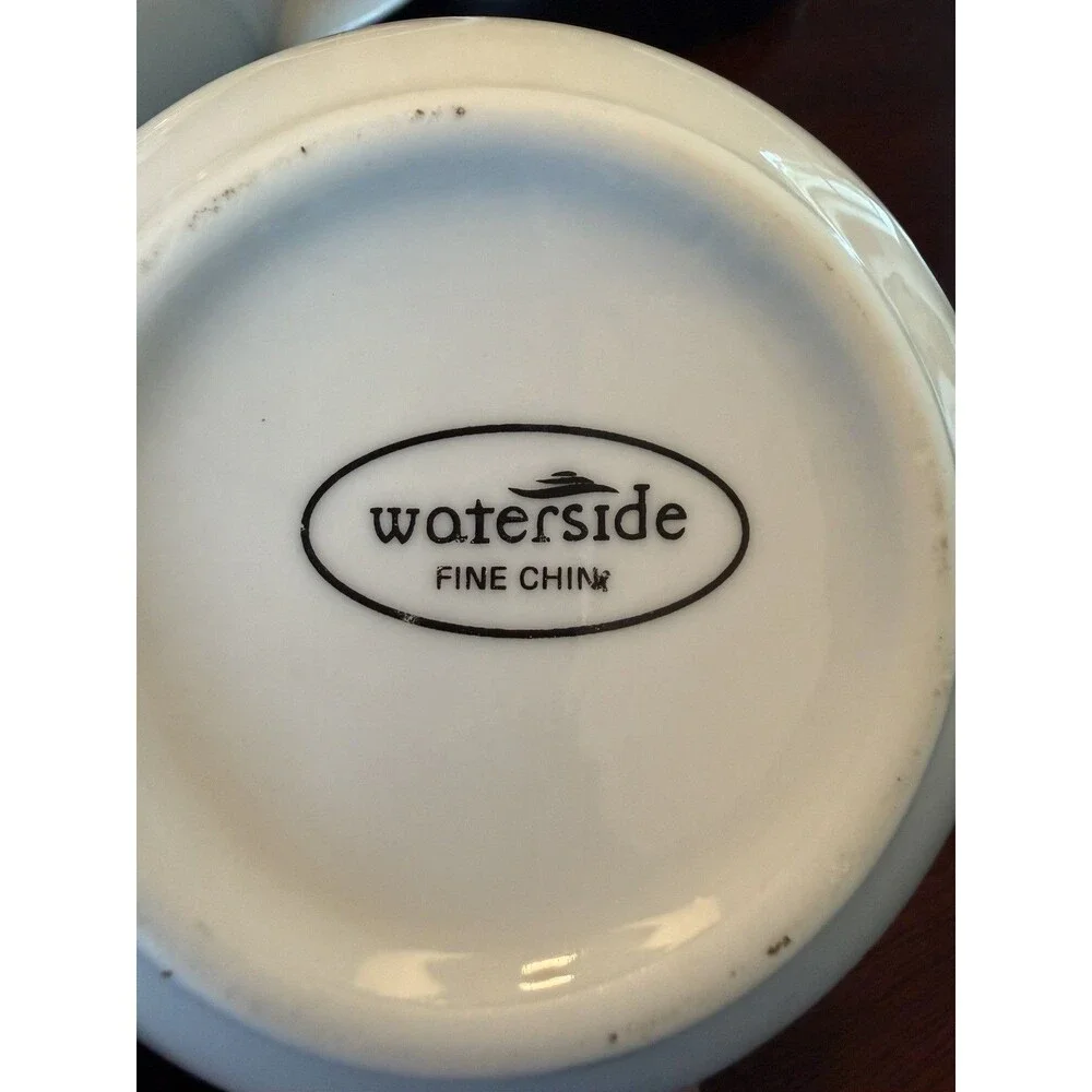 Waterside Fine China Blue and White Home Sweet Home Tea Set Vintage 3 Piece